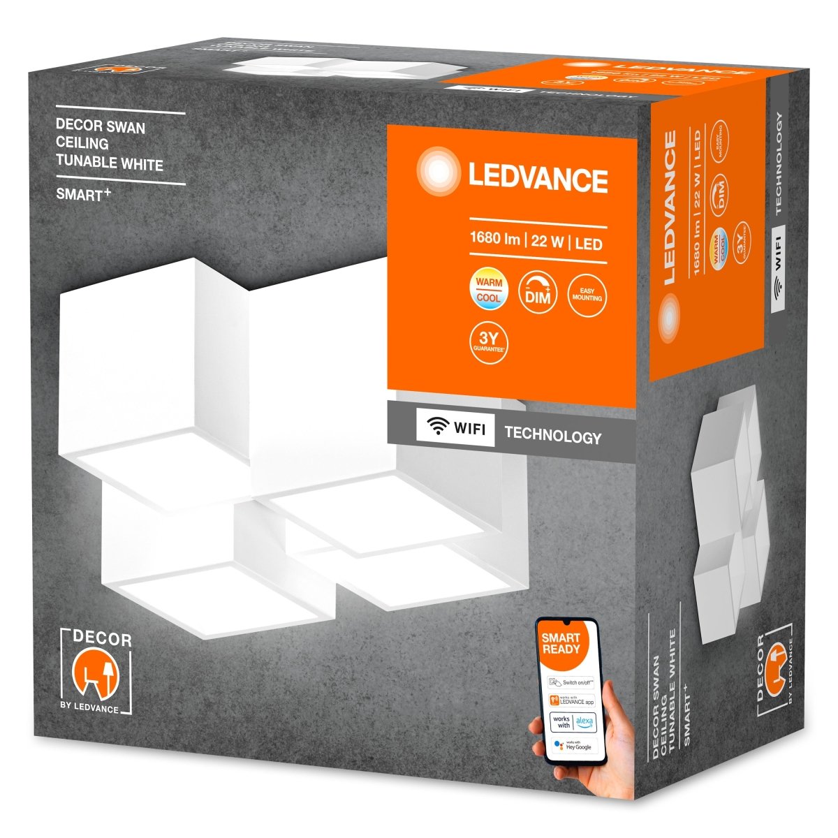 Lampa LED WiFi 22W, SMART+ Swan White Ceiling, regulowana biel. - Poland LEDVANCE e-shop 4058075757646