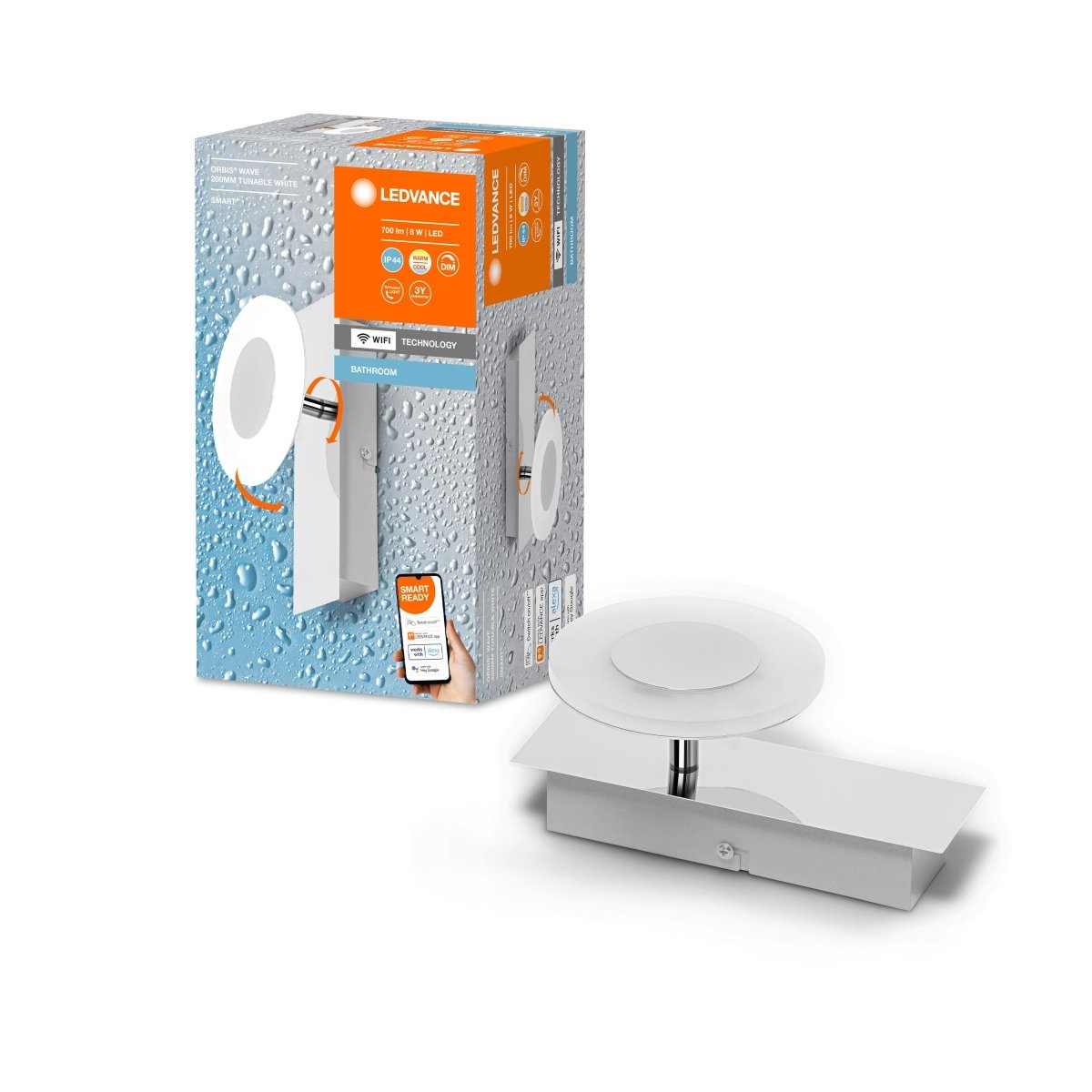Lampa LED WiFi ORBIS WALL WAVE 8W, SMART, do łazienki, IP44, 20 cm - Poland LEDVANCE e-shop 4058075573772