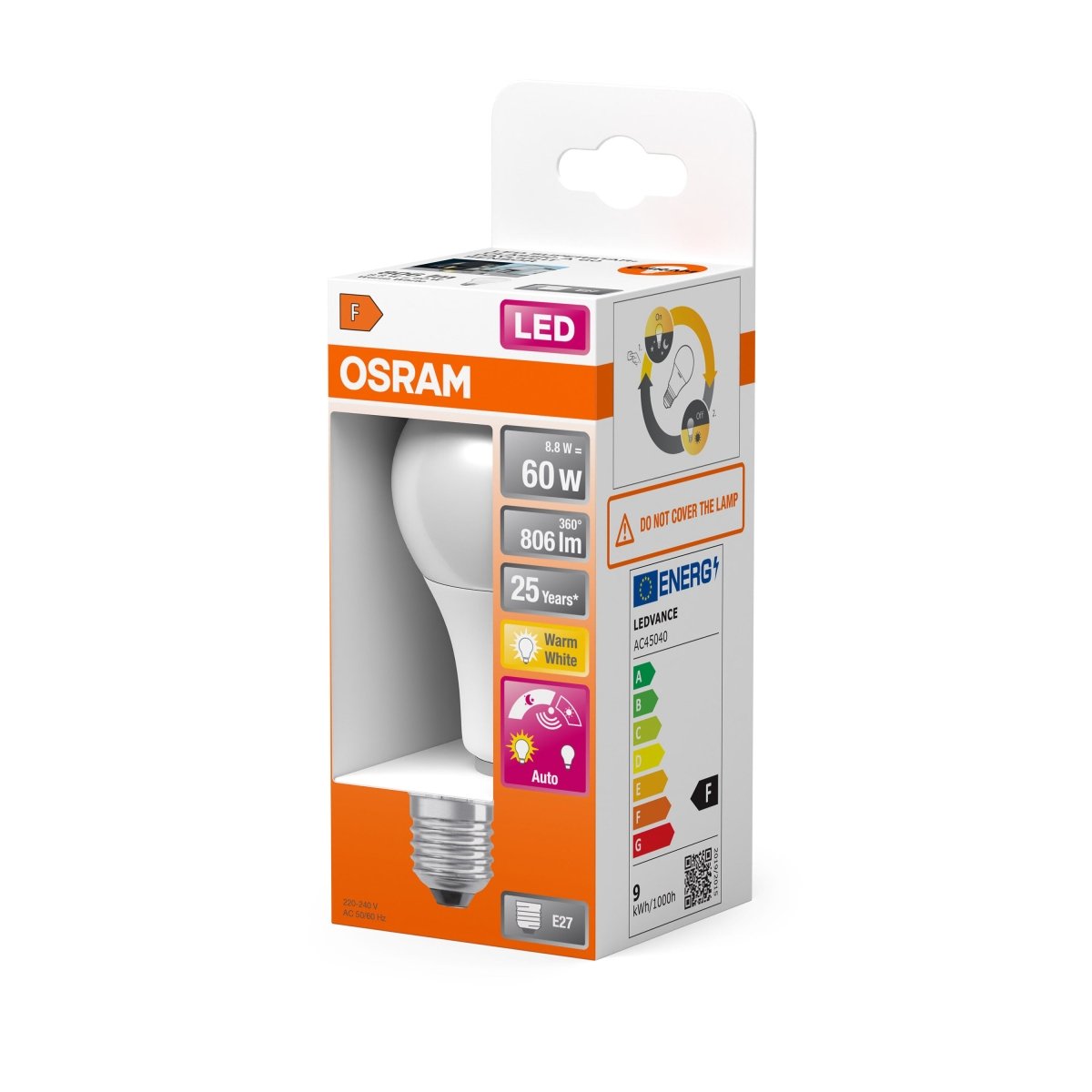 Lampa LED z czujnikiem klasyczny krztałt E27 8,8W 2700K 806 - Poland LEDVANCE e-shop 4058075428324