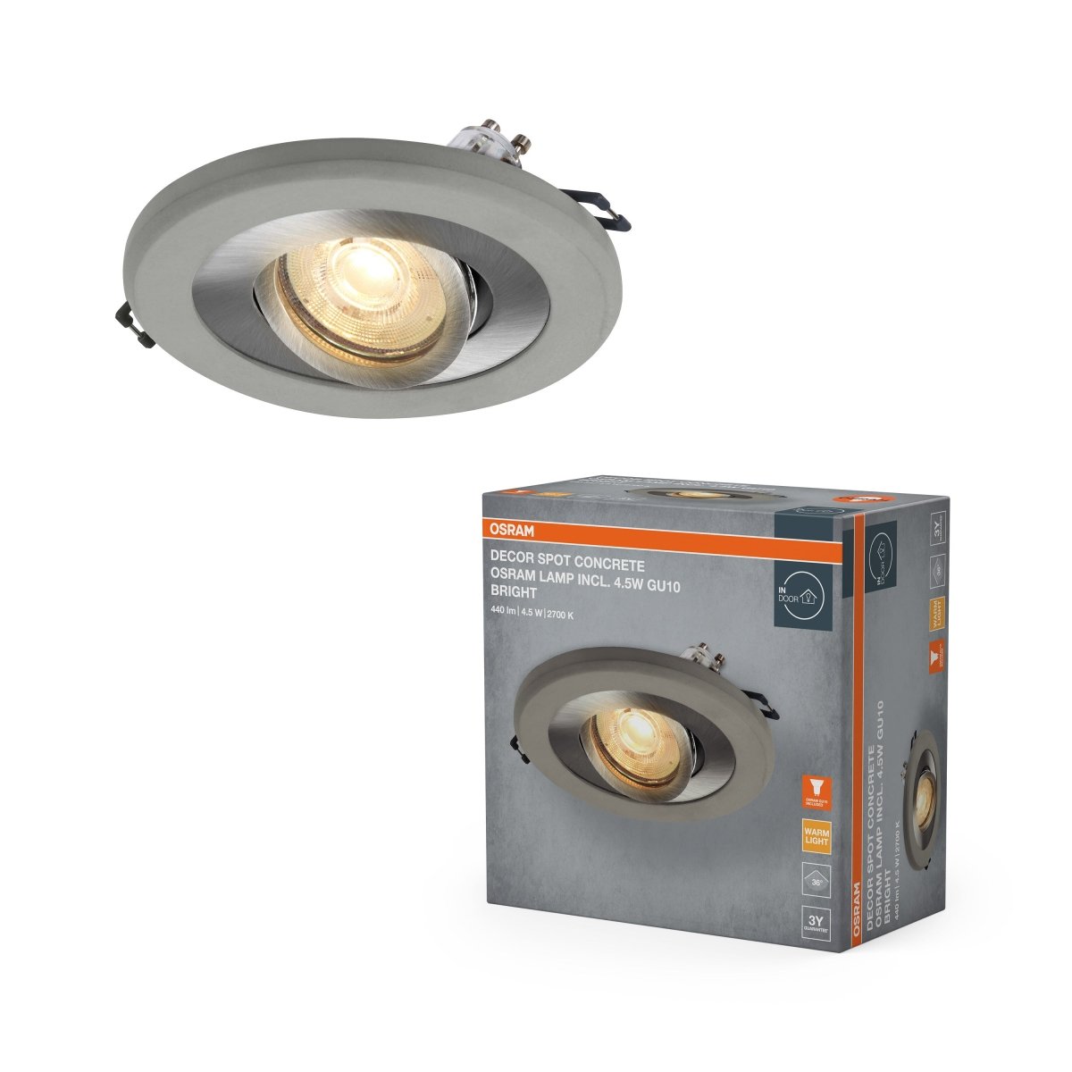 Lampa punktowa LED OSRAM Concrete Spot GU10 Bright 4.5W Satin Nickel - Poland LEDVANCE e - shop 4058075853997