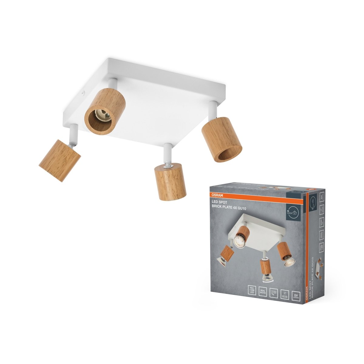 Lampa punktowa LED OSRAM LED Spot Brick 4xGU10 Plate biały and Wood - Poland LEDVANCE e - shop 4058075852525