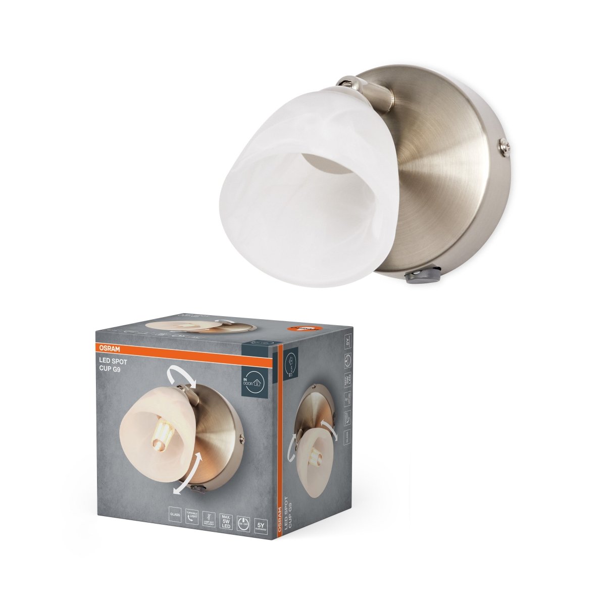 Lampa punktowa LED OSRAM LED Spot Cup 1xG9 Brushed Nickel - Poland LEDVANCE e - shop 4058075852402