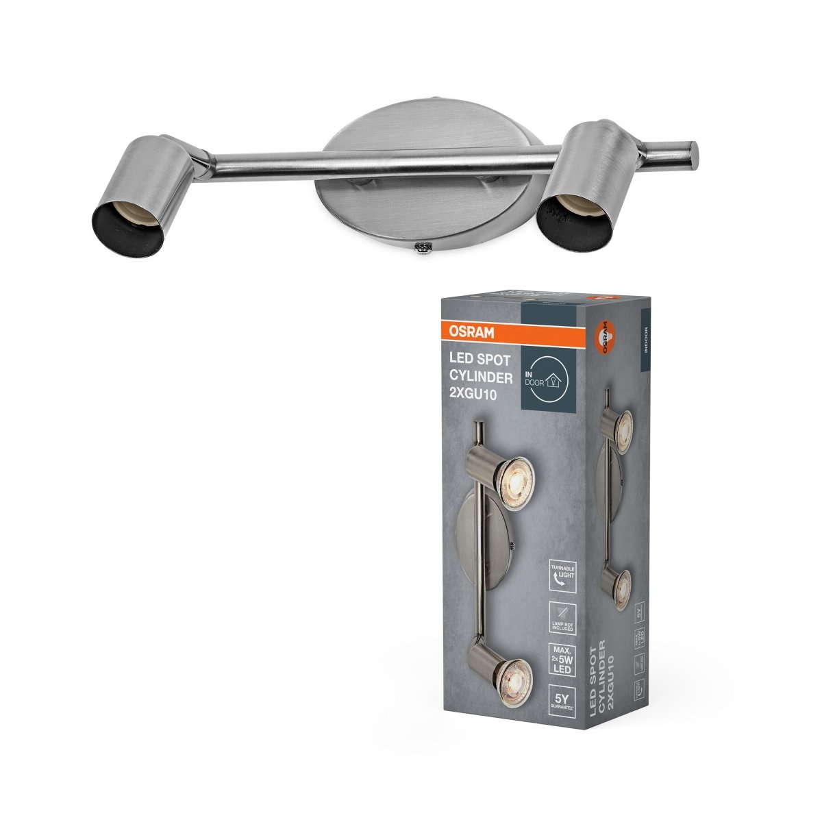 Lampa punktowa LED OSRAM LED Spot Cylinder 2xGU10 Brushed Nickel - Poland LEDVANCE e - shop 4058075852785