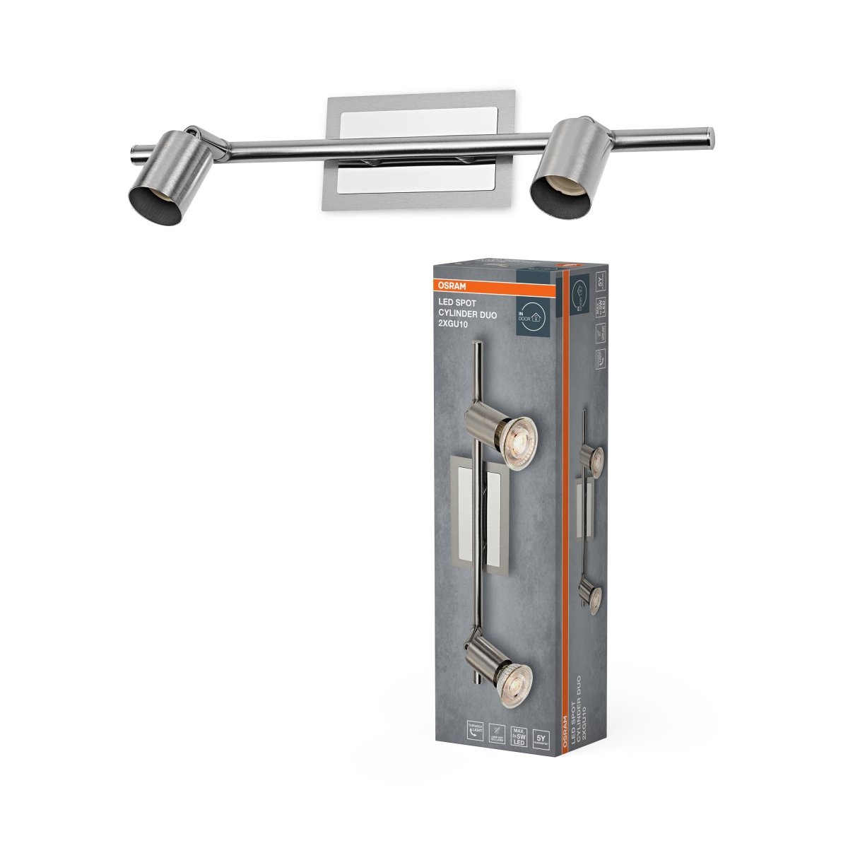 Lampa punktowa LED OSRAM LED Spot Cylinder Duo 2xGU10 Brushed Nickel - Poland LEDVANCE e - shop 4058075852686