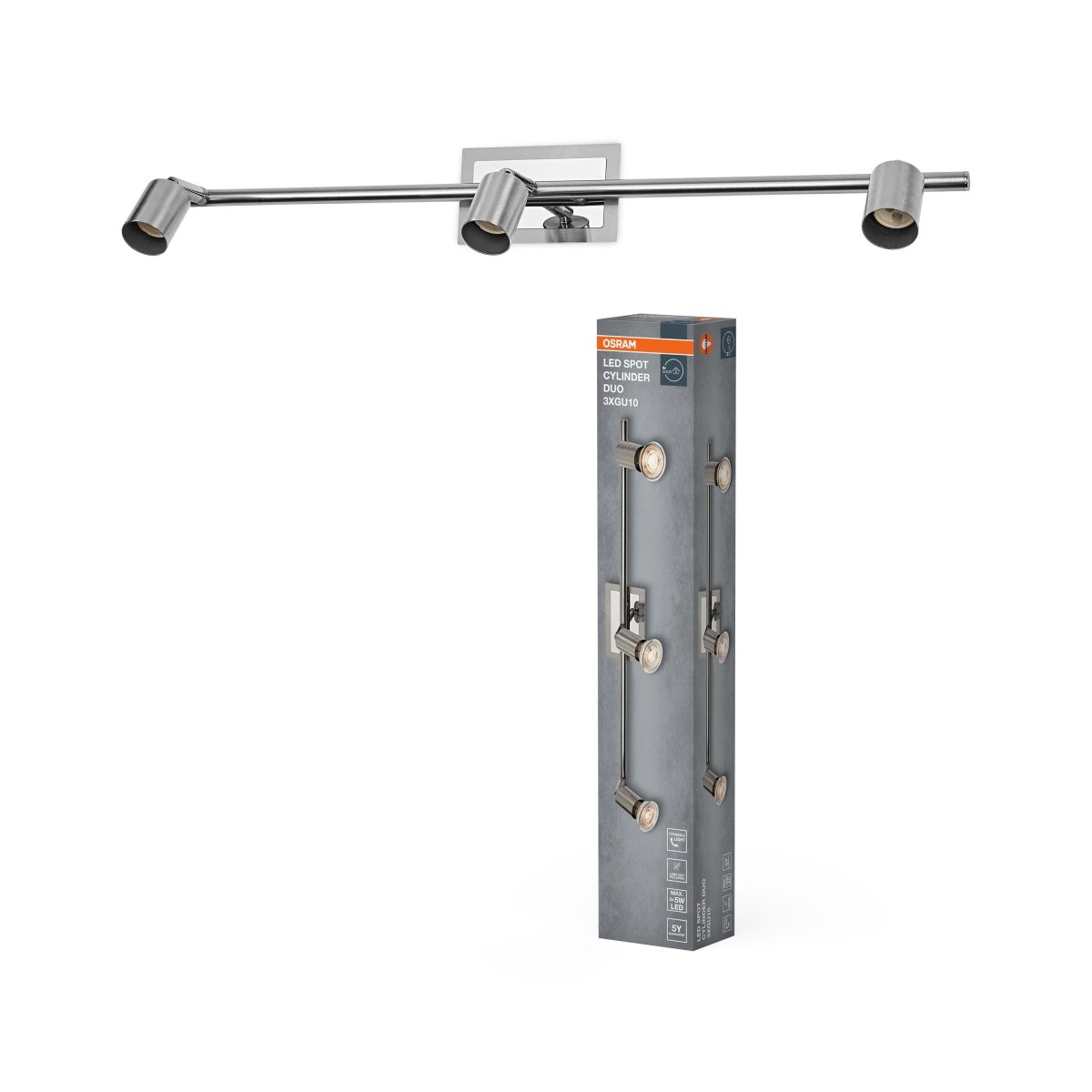 Lampa punktowa LED OSRAM LED Spot Cylinder Duo 3xGU10 Brushed Nickel - Poland LEDVANCE e - shop 4058075852709