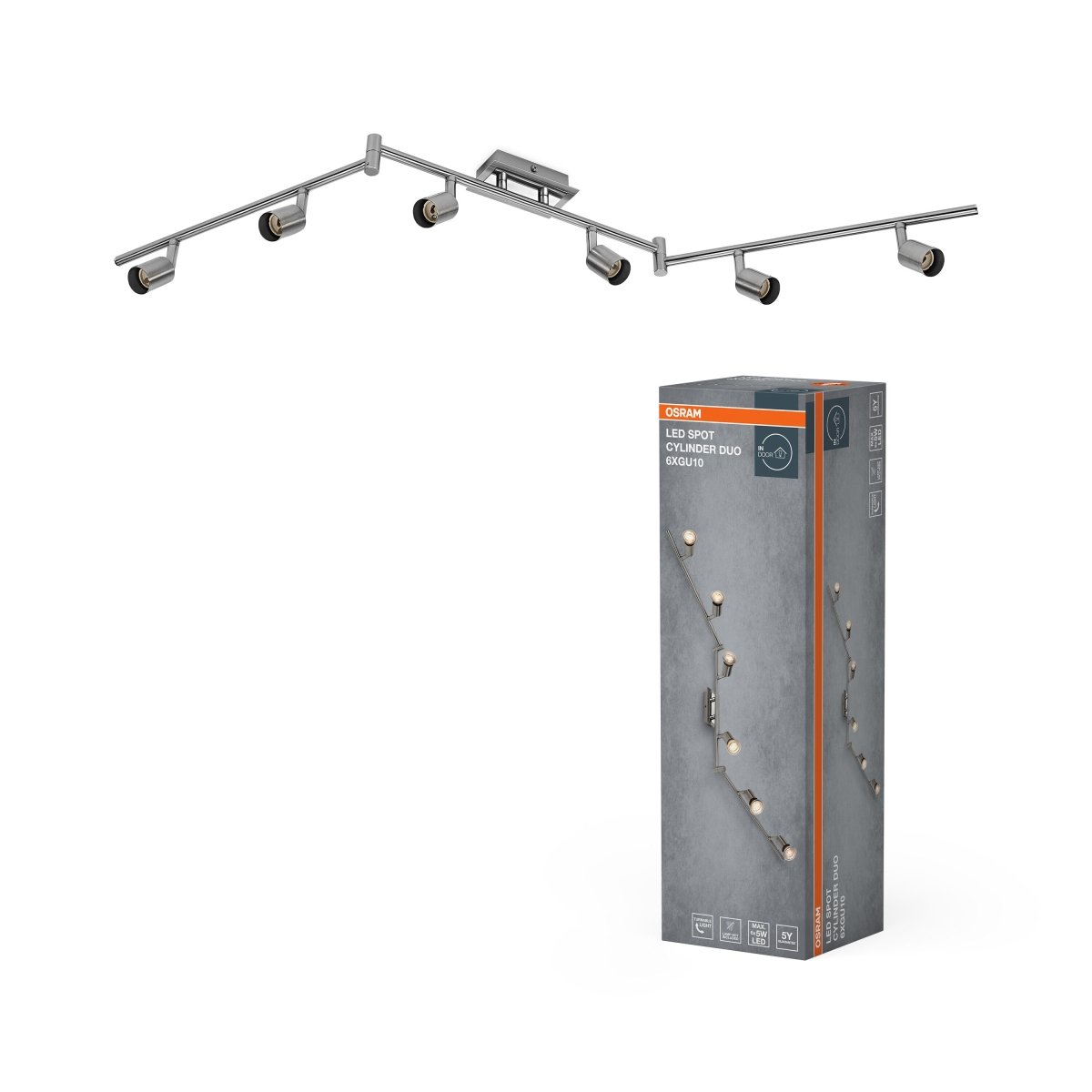 Lampa punktowa LED OSRAM LED Spot Cylinder Duo 6xGU10 Brushed Nickel - Poland LEDVANCE e - shop 4058075852747