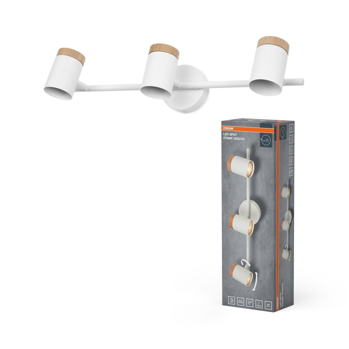 Lampa punktowa LED OSRAM LED Spot Stamp 3xGU10 biały and Wood - Poland LEDVANCE e - shop 4058075852624