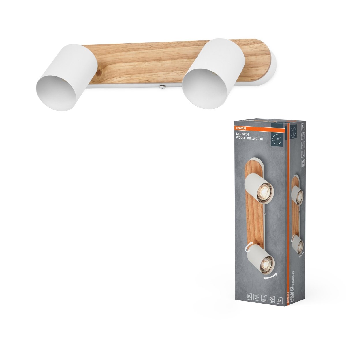 Lampa punktowa LED OSRAM LED Spot Wood Line 2xGU10 biały and Wood Decor - Poland LEDVANCE e - shop 4058075852860