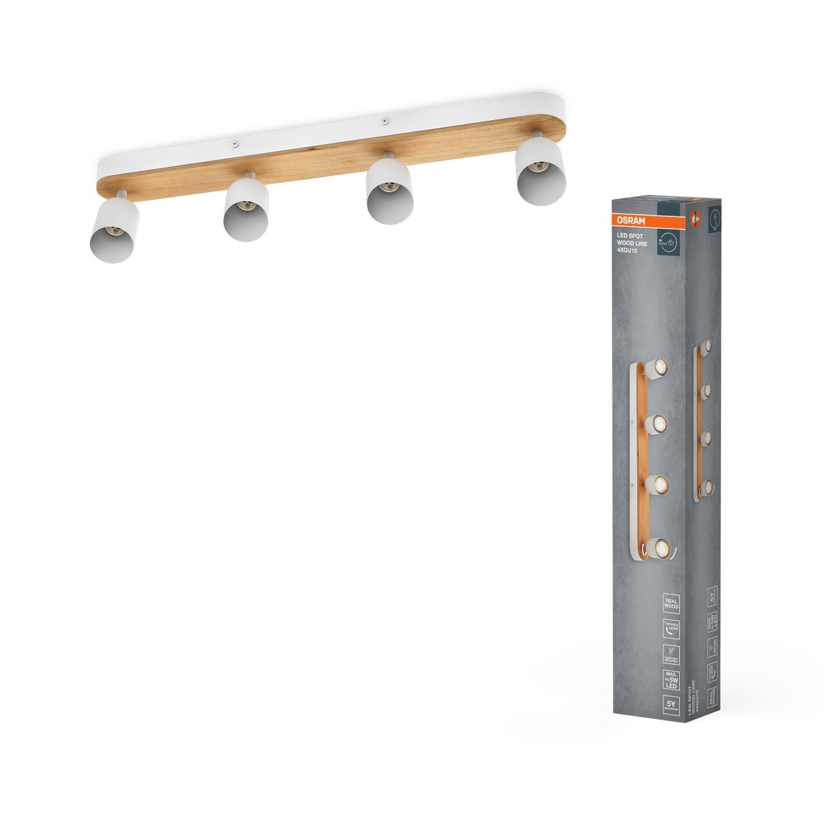 Lampa punktowa LED OSRAM LED Spot Wood Line 4xGU10 biały and Wood Decor - Poland LEDVANCE e - shop 4058075852907