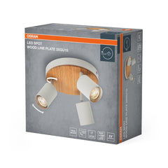 Lampa punktowa LED OSRAM LED Spot Wood Line Plate 3xGU10 biały and Wood Decor - Poland LEDVANCE e - shop 4058075852884