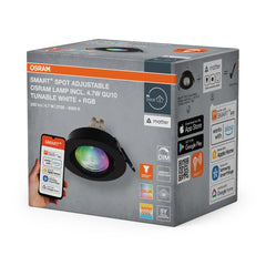 Lampa punktowa LED OSRAM SMART+ MATTER LED Spot Recess GU10 Adjustable 4.7W RGBW czarny - Poland LEDVANCE e - shop 4058075853751