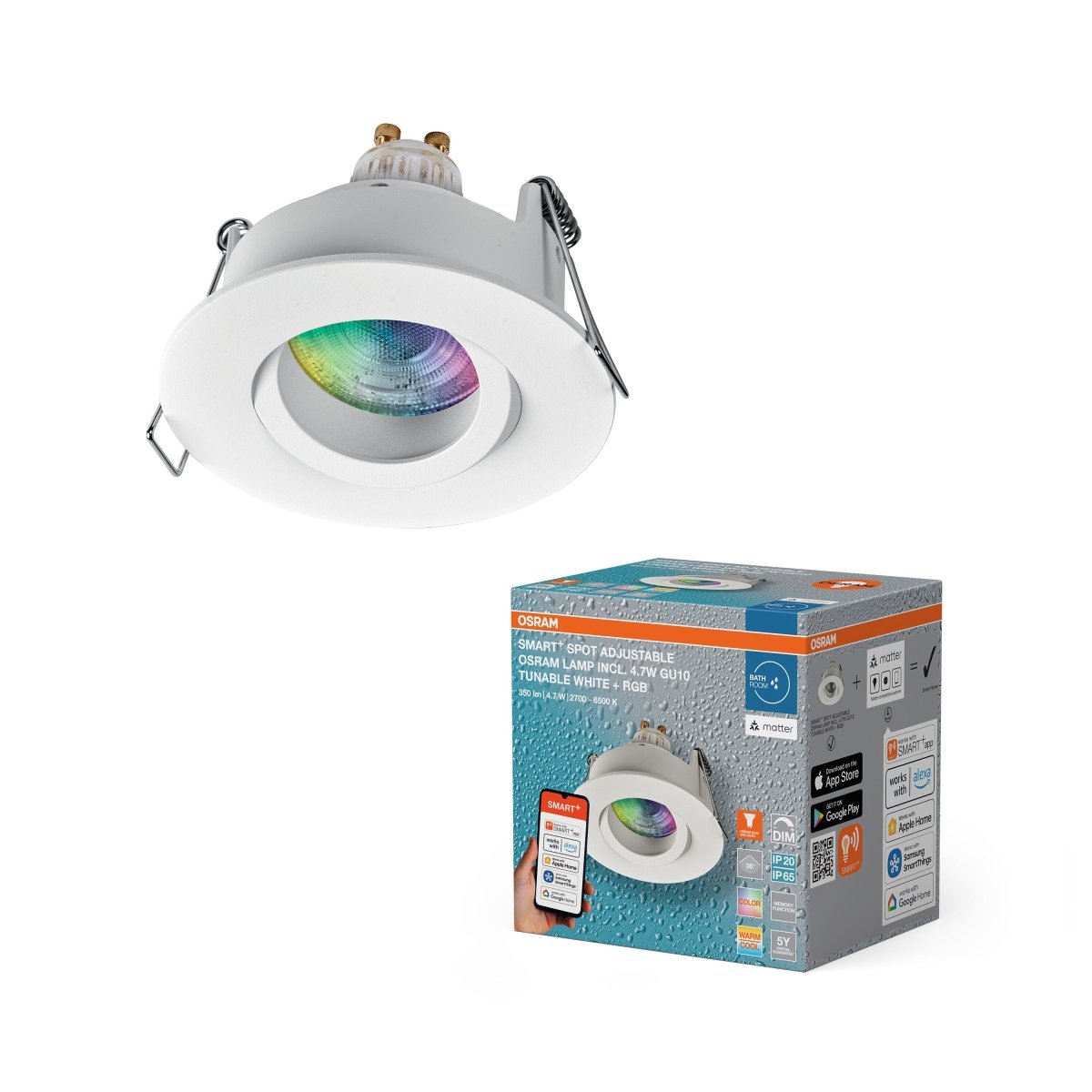 Lampa punktowa LED OSRAM SMART+ MATTER LED Spot Recess GU10 IP65 Adjus ...