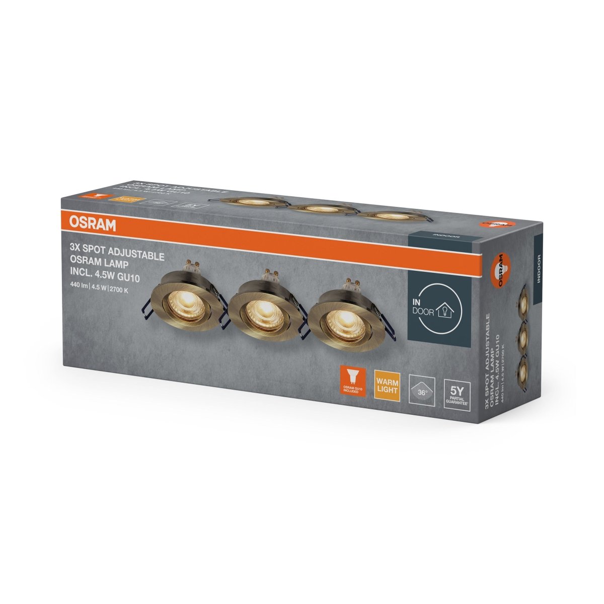 Lampa punktowa LED OSRAM Spot Set Recess GU10 Adjustable Click 4.5W 827 Green Brass - Poland LEDVANCE e - shop 4058075853416