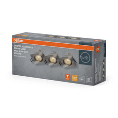 Lampa punktowa LED OSRAM Spot Set Recess GU10 Adjustable Square Click 4.5W 827 Satin Nickel - Poland LEDVANCE e - shop 4058075853614