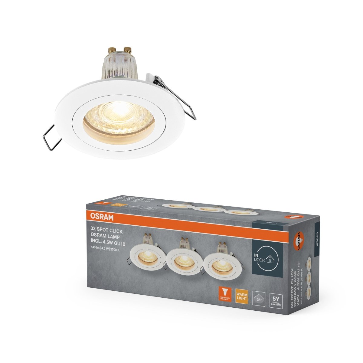 Lampa punktowa LED OSRAM Spot Set Recess GU10 Click 4.5W 827 biały - Poland LEDVANCE e - shop 4058075853294