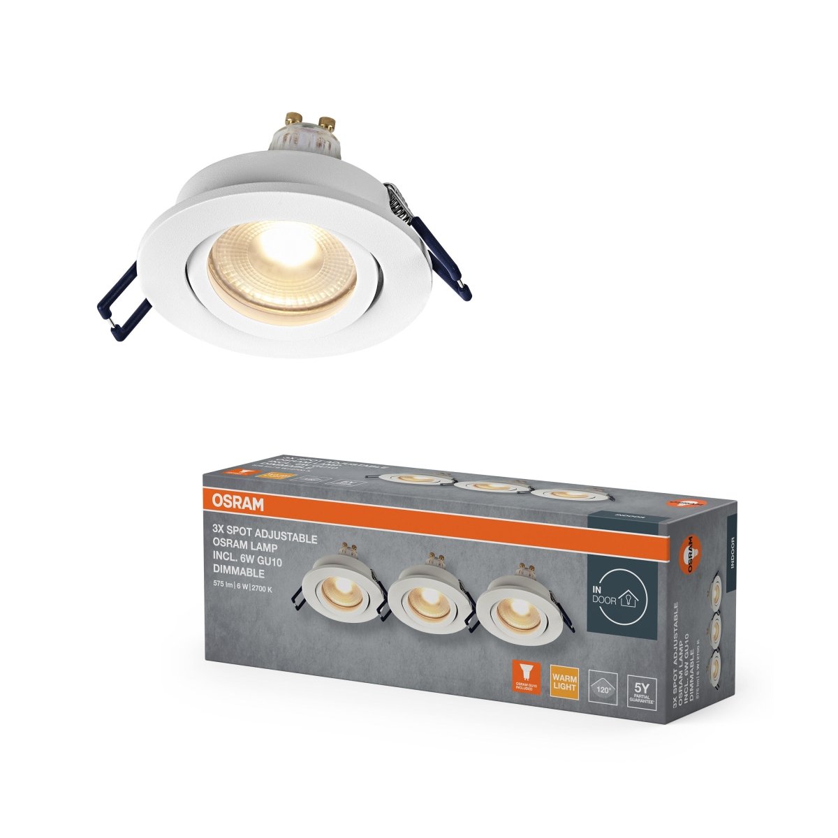 Lampa punktowa LED OSRAM Spot Set Recess GU10 Dim Adjustable Click 6W 827 biały - Poland LEDVANCE e - shop 4058075853478