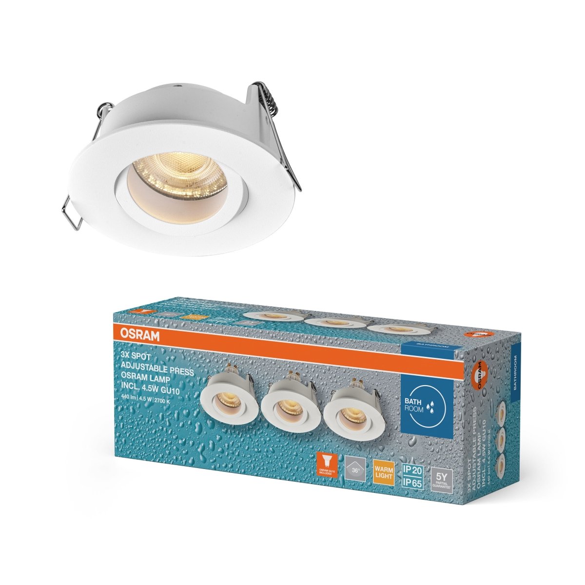 Lampa punktowa LED OSRAM Spot Set Recess GU10 IP65 Press 4.5W 827 biały - Poland LEDVANCE e - shop 4058075854192