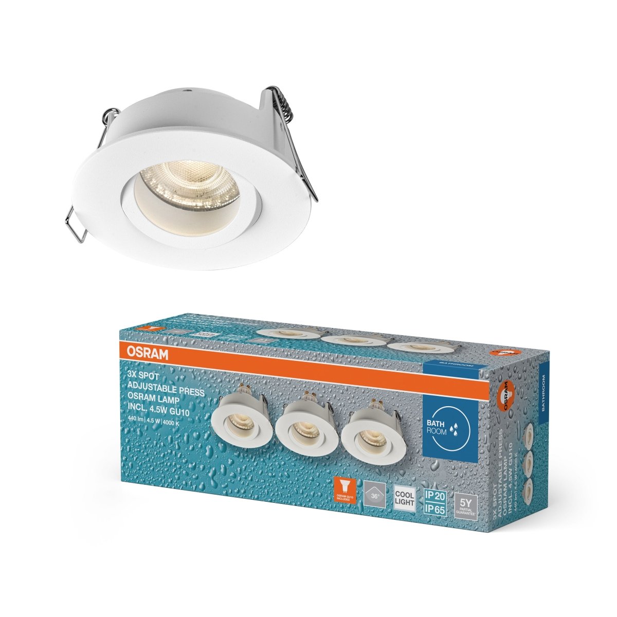 Lampa punktowa LED OSRAM Spot Set Recess GU10 IP65 Press 4.5W 840 biały - Poland LEDVANCE e - shop 4058075854253