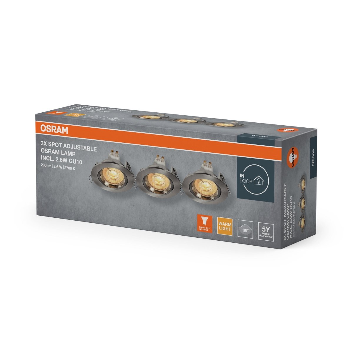 Lampa punktowa LED OSRAM Spot Set Recess Twistlock GU10 Adjustable 2.6W 827 Satin Nickel - Poland LEDVANCE e - shop 4058075853676