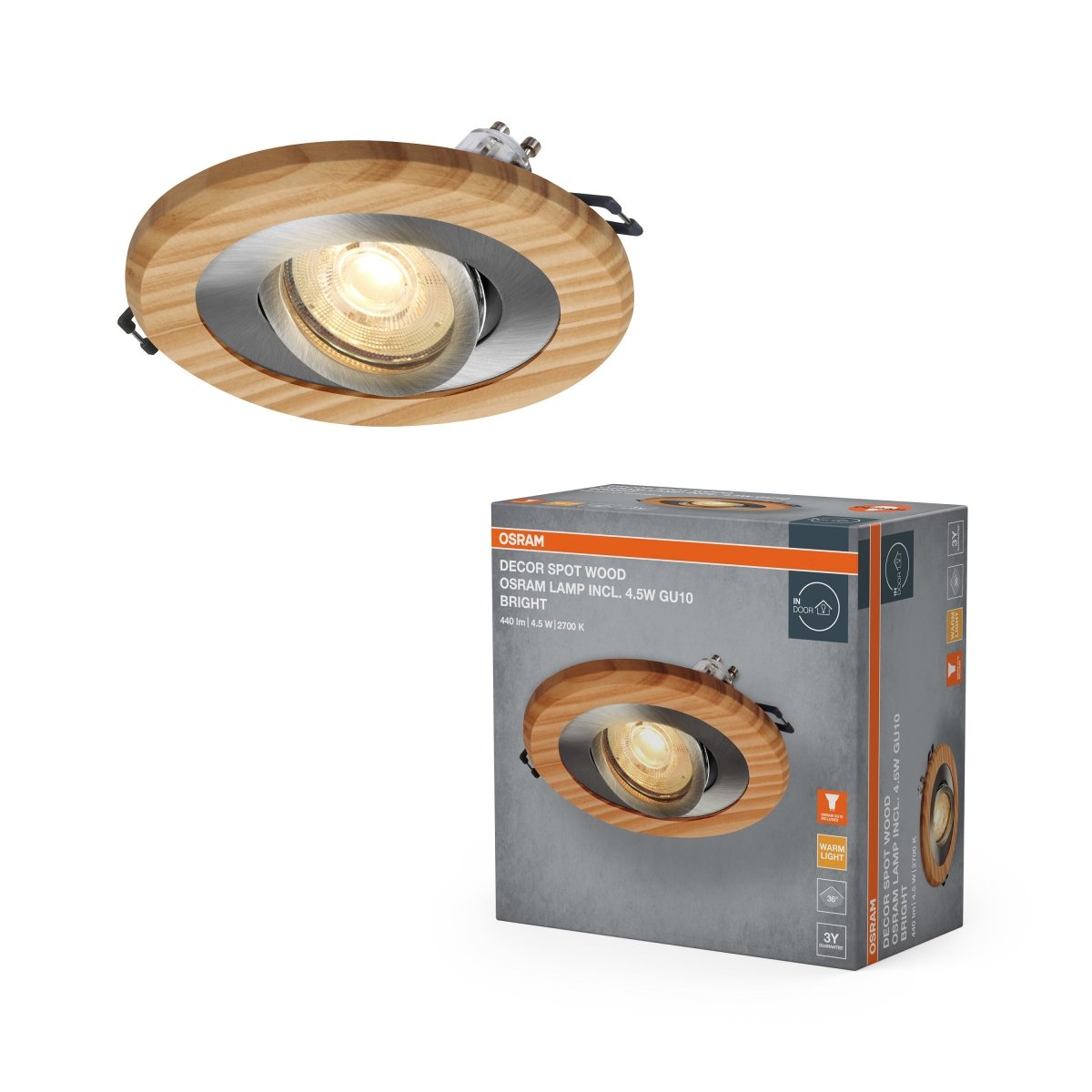 Lampa punktowa LED OSRAM Wood Spot GU10 Bright 4.5W Satin Nickel - Poland LEDVANCE e - shop 4058075854031