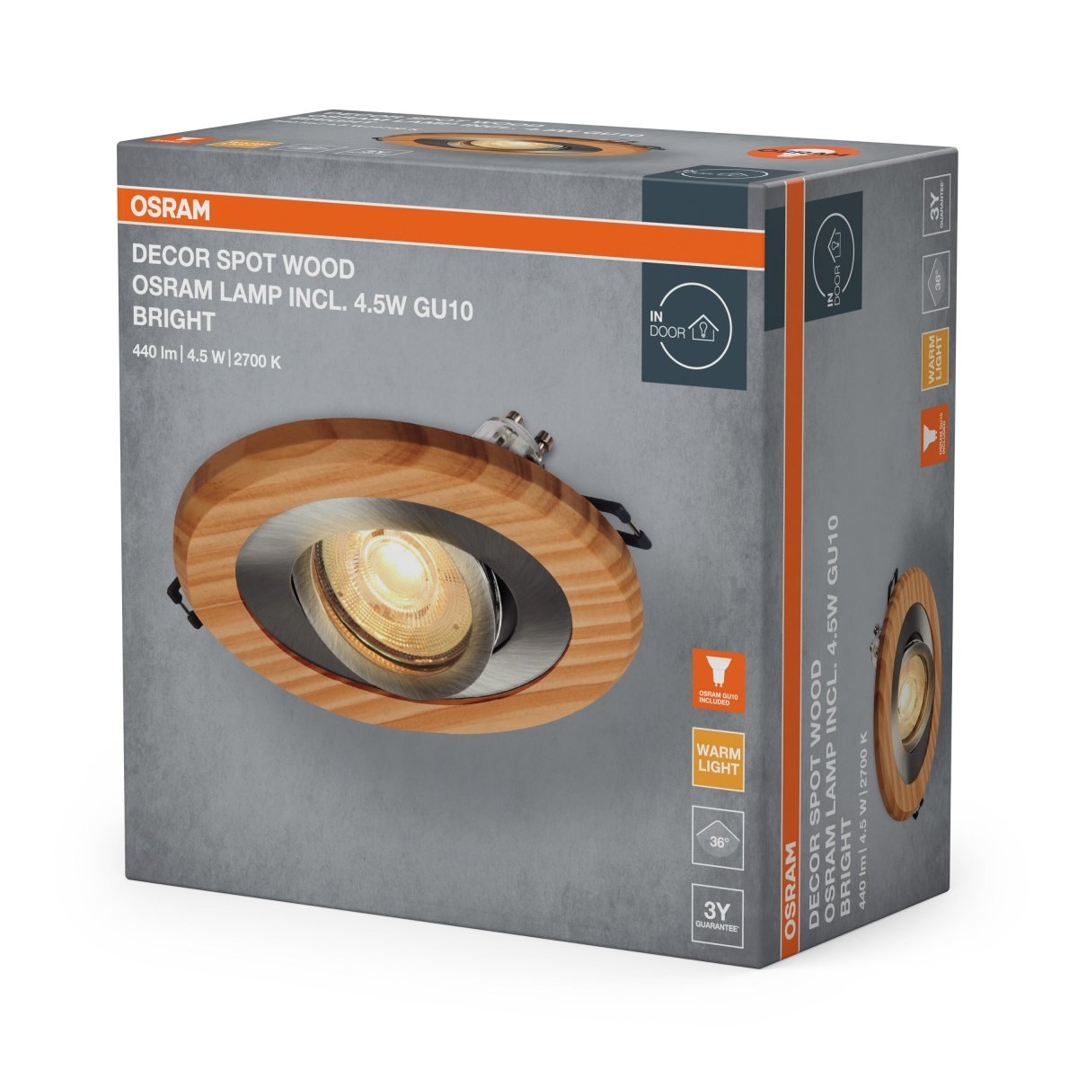 Lampa punktowa LED OSRAM Wood Spot GU10 Bright 4.5W Satin Nickel - Poland LEDVANCE e - shop 4058075854031