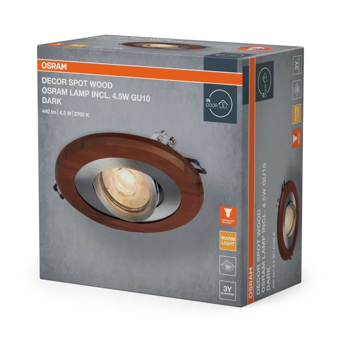 Lampa punktowa LED OSRAM Wood Spot GU10 Dark 4.5W Satin Nickel - Poland LEDVANCE e - shop 4058075854055