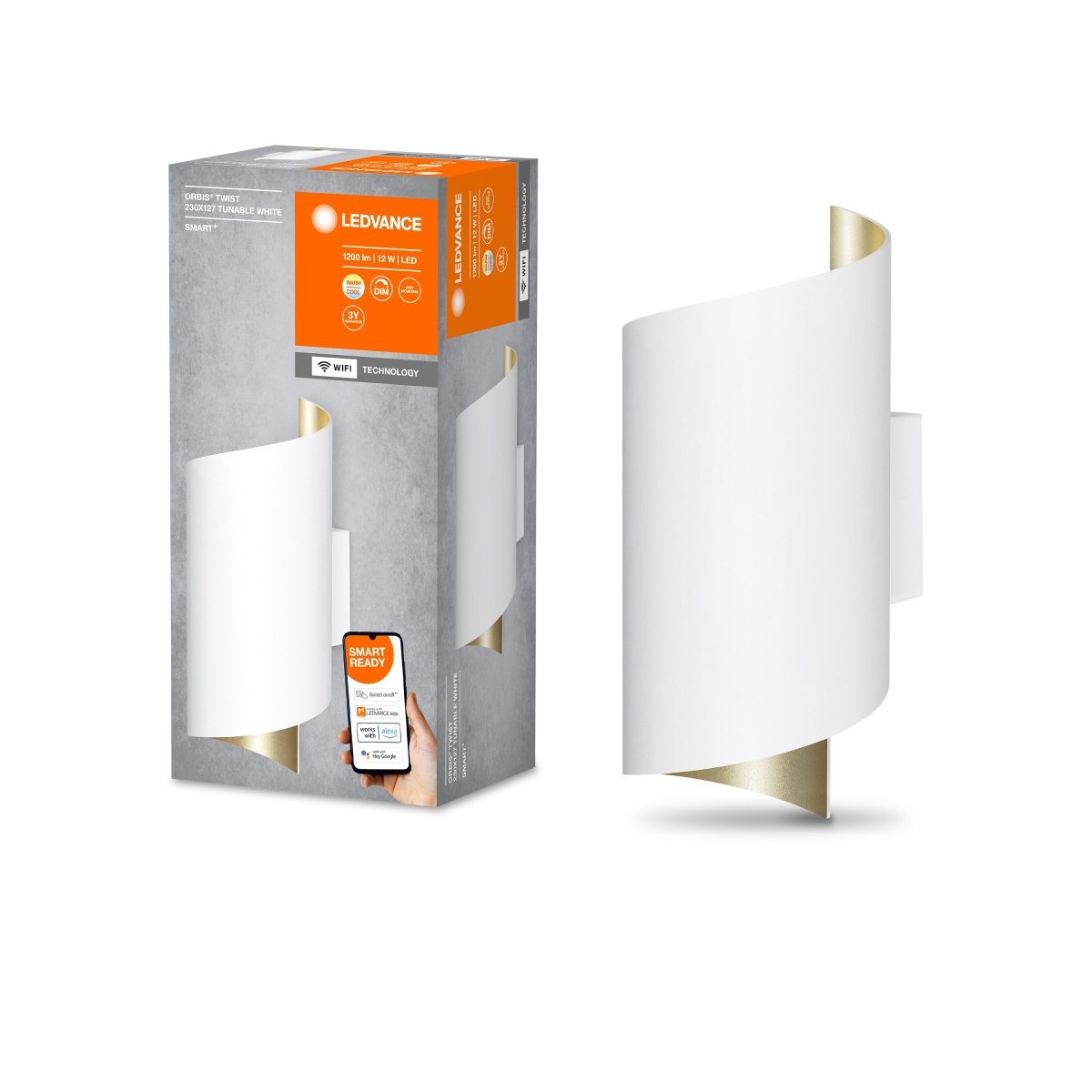 Lampa ścienna LED WiFi ORBIS TWIST WHITE 12W, SMART - Poland LEDVANCE e-shop 4058075574151