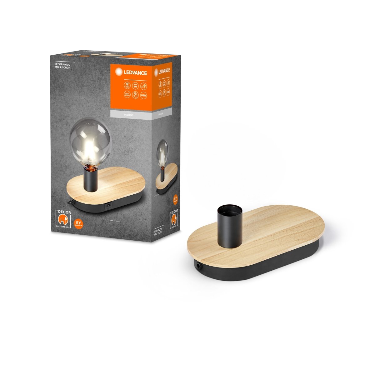 Lampa stołowa E27 Decor Wood Table Touch. - Poland LEDVANCE e-shop 4058075757103