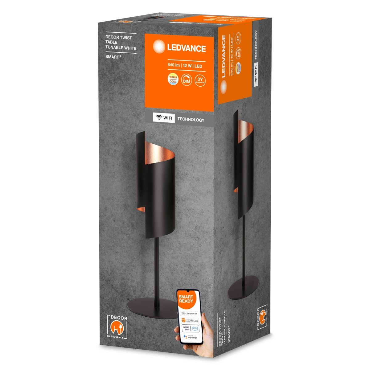 Lampa stołowa LED WiFi 12W, SMART, Twist Black Table, regulowana biel. - Poland LEDVANCE e-shop 4058075757547