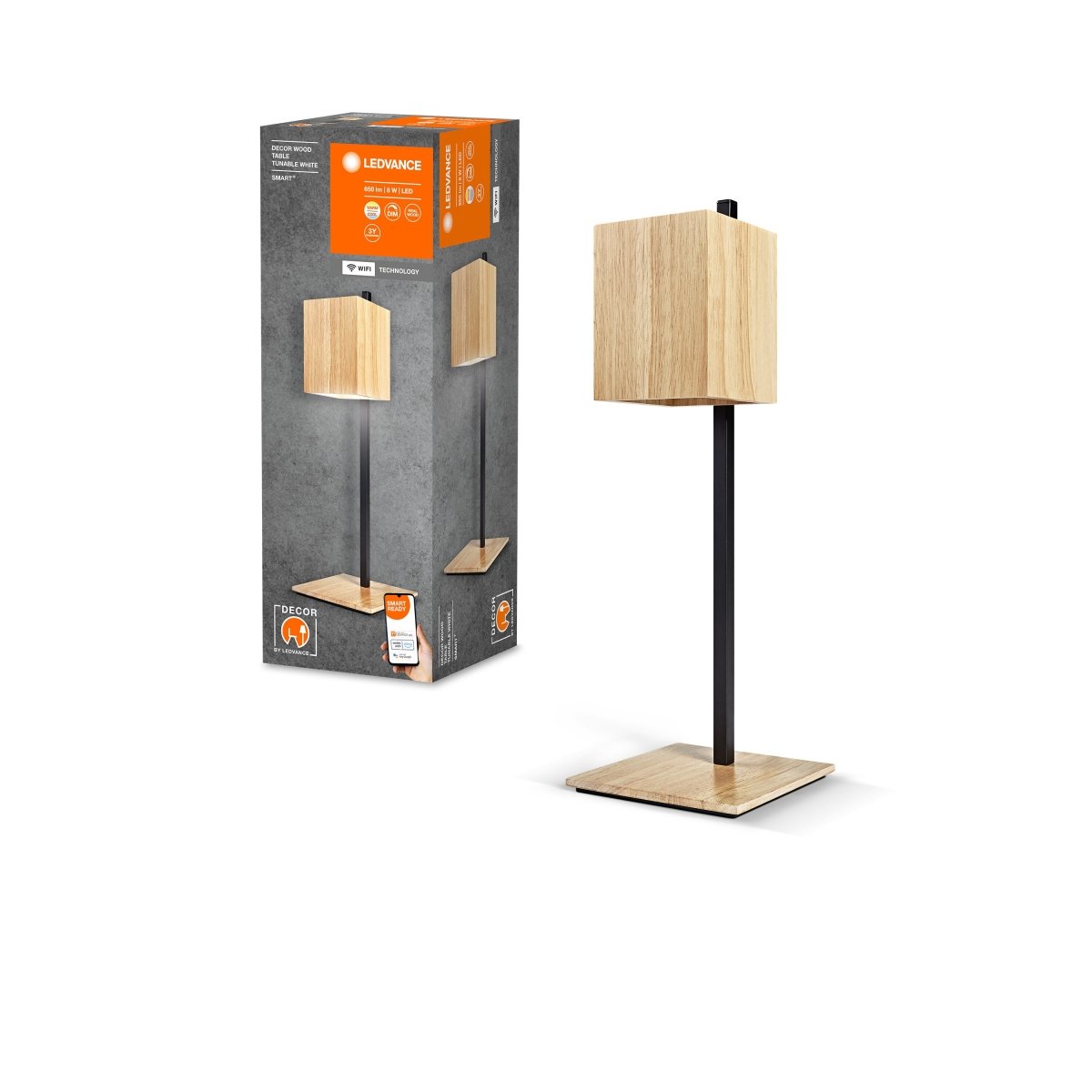 Lampa stołowa LED WiFi 8W, SMART Wood Table, regulowana biel. - Poland LEDVANCE e-shop 4058075757585