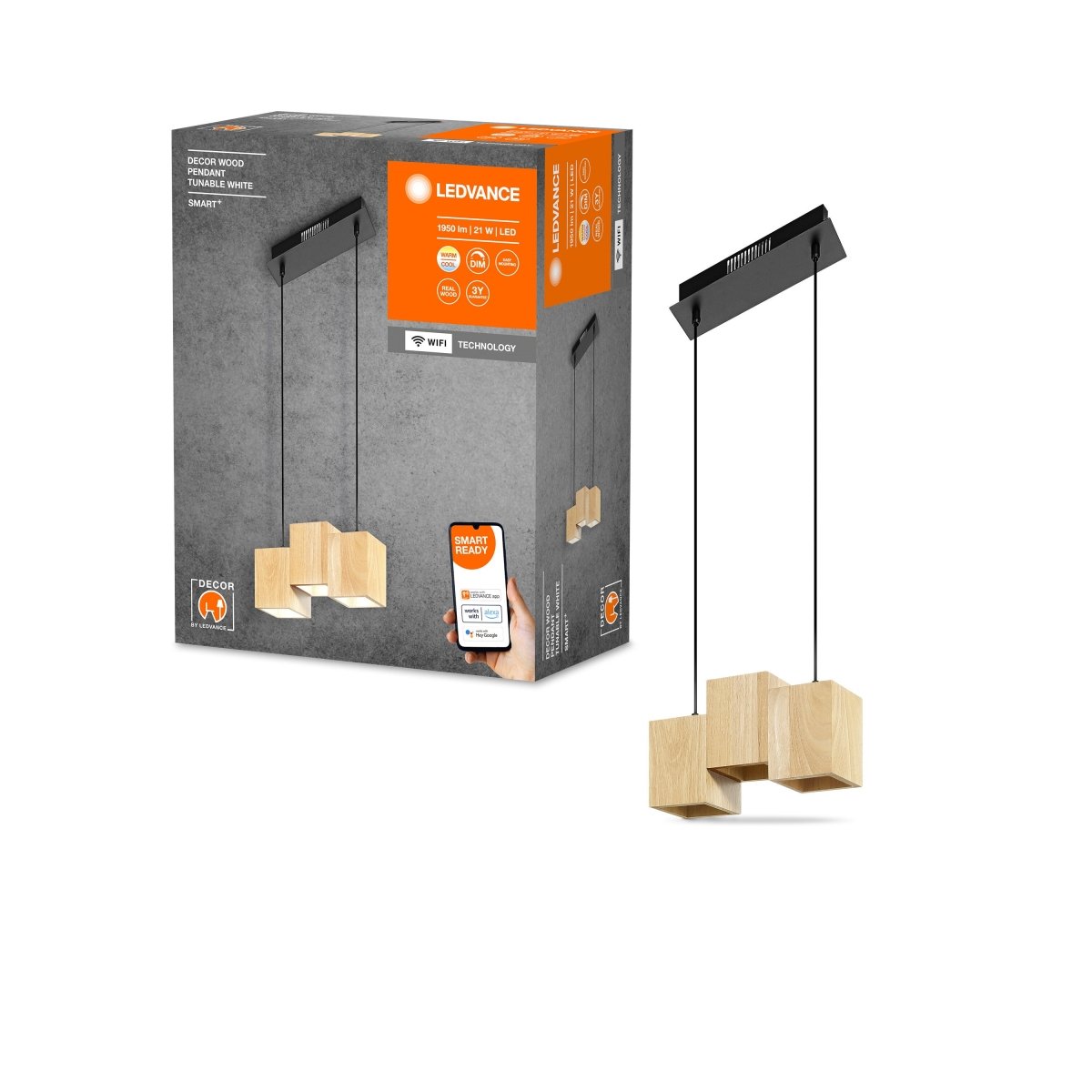 Lampa sufitowa LED WiFi 21W, SMART, Smart+ Wood Pendant, regulowana biel. - Poland LEDVANCE e-shop 4058075757462