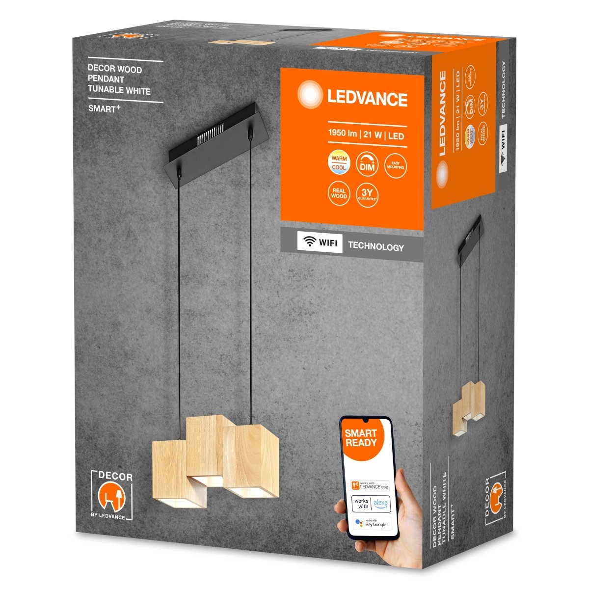 Lampa sufitowa LED WiFi 21W, SMART, Smart+ Wood Pendant, regulowana biel. - Poland LEDVANCE e-shop 4058075757462