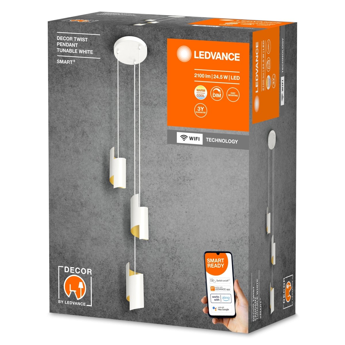 Lampa sufitowa LED WiFi 24,5W, SMART+ Twist Pendant White, regulowana biel. - Poland LEDVANCE e-shop 4058075757448