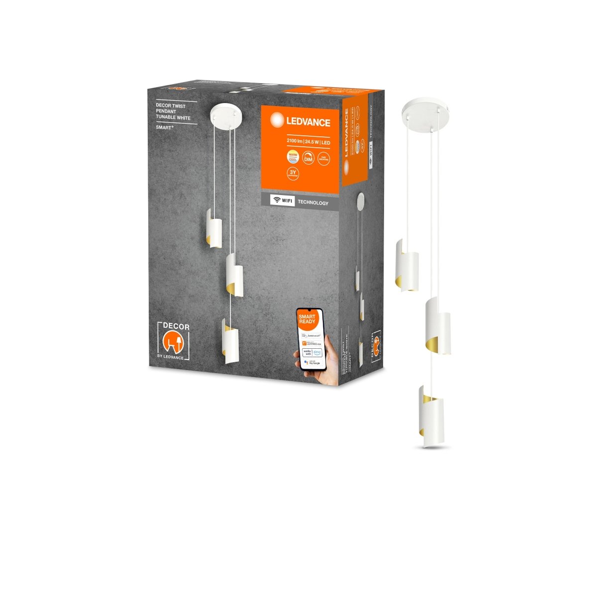 Lampa sufitowa LED WiFi 24,5W, SMART+ Twist Pendant White, regulowana biel. - Poland LEDVANCE e-shop 4058075757448