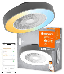 Lampa sufitowa LED WiFi CEILING FAN CYLINDER + RC 76W, SMART, z wentylatorem, okrągła, szara obudowa, 550 mm - Poland LEDVANCE e-shop 4058075572577