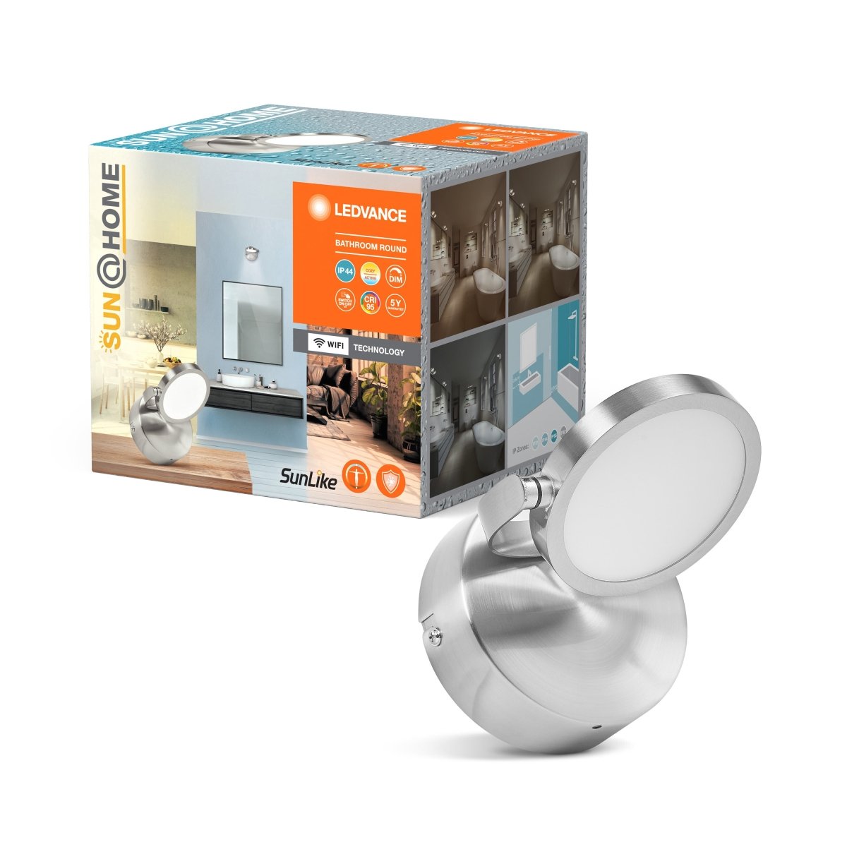 Lampa wewnętrzna ścienna LED WiFi 7,5W, SMART, Sun@Home Bathroom Round, 110 mm, regulowana biel. - Poland LEDVANCE e-shop 4058075750616