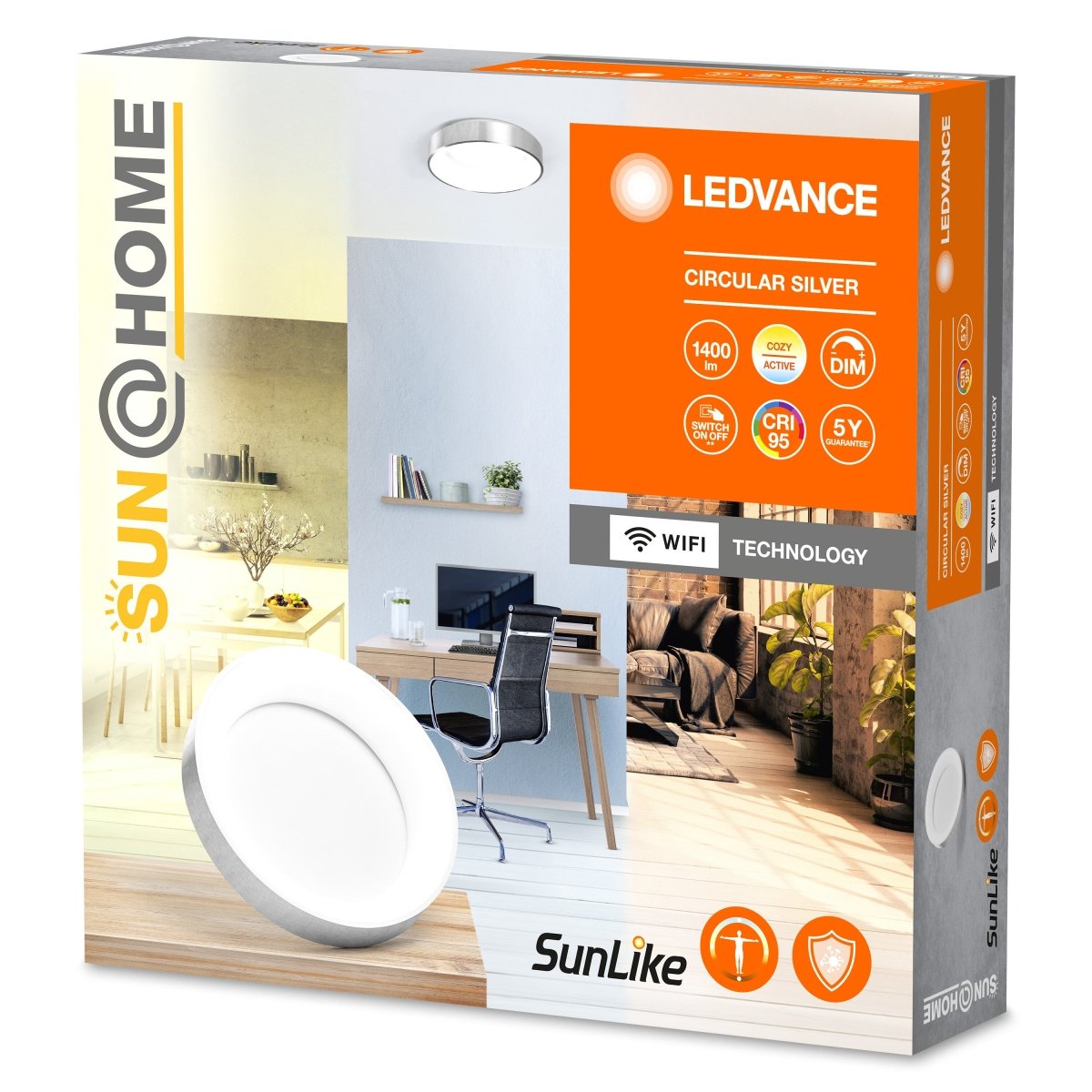Lampa wewnętrzna sufitowa LED WiFi 18,5W, SMART, Sun@Home Circular Silver, regulowana biel. - Poland LEDVANCE e-shop 4058075762787