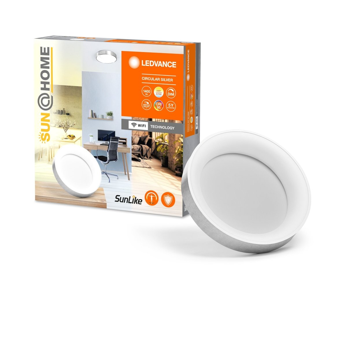 Lampa wewnętrzna sufitowa LED WiFi 18,5W, SMART, Sun@Home Circular Silver, regulowana biel. - Poland LEDVANCE e-shop 4058075762787