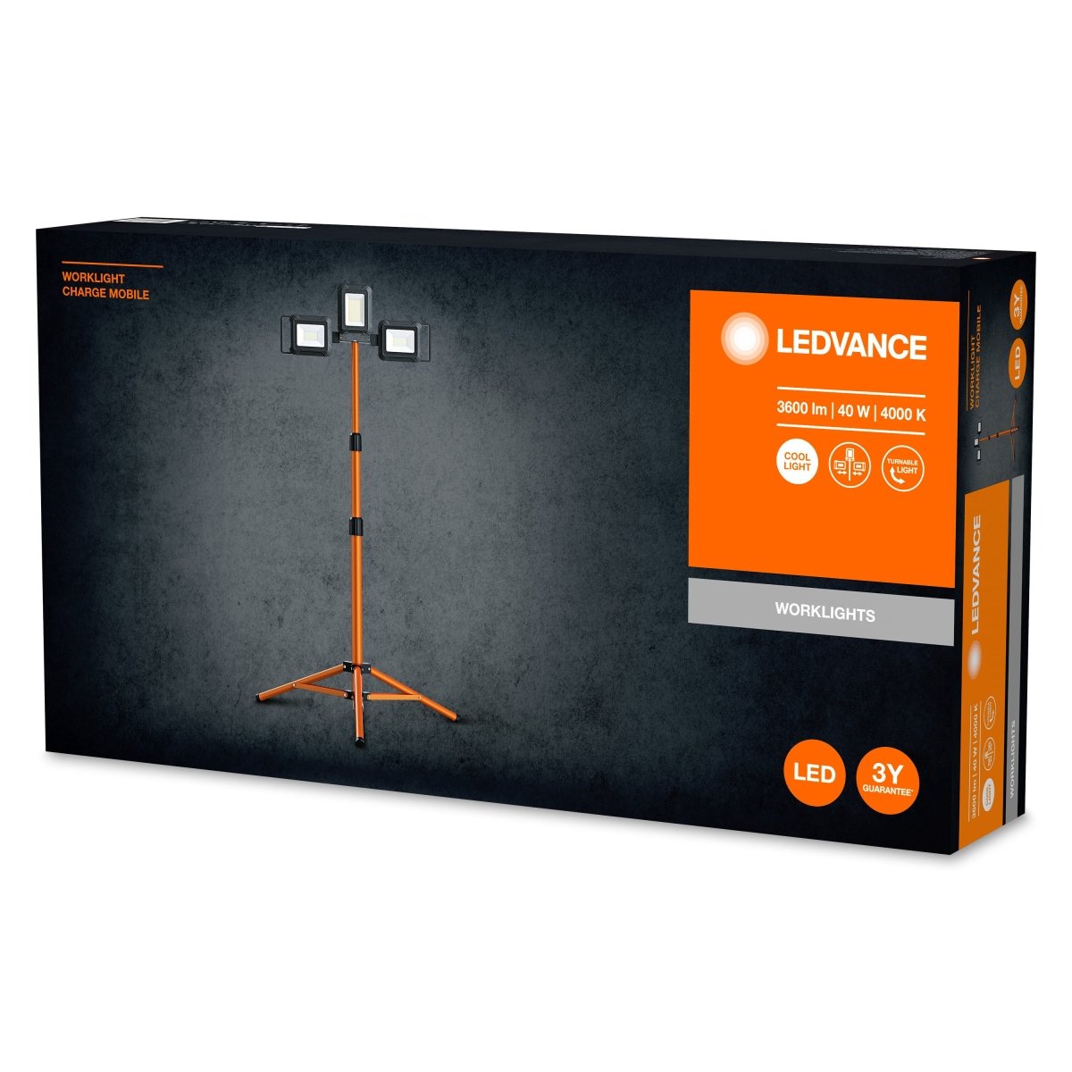 Naświetlacz LED WORKLIGHT BATTERY TRIPOD 40W, przenośny, zasilanie bateryjne, ładowanie USB, barwa neutralna - Poland LEDVANCE e-shop 4058075576575