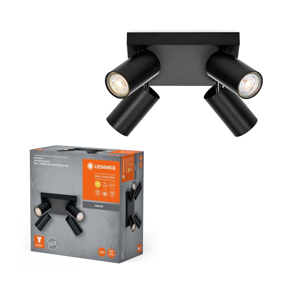 Oprawa LED GU10 13,60W Sufitowa z Regulowanymi Reflektorami - Poland LEDVANCE e-shop 4058075828520