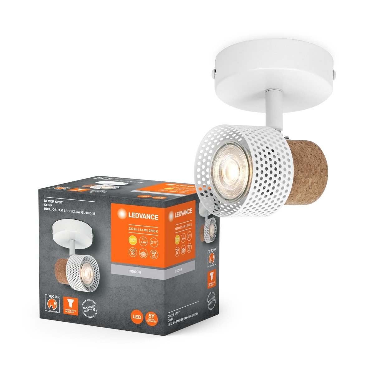 Oprawa LED sufitowa regulowany reflektor punktowyGU10 3,40W - Poland LEDVANCE e-shop 4058075833296