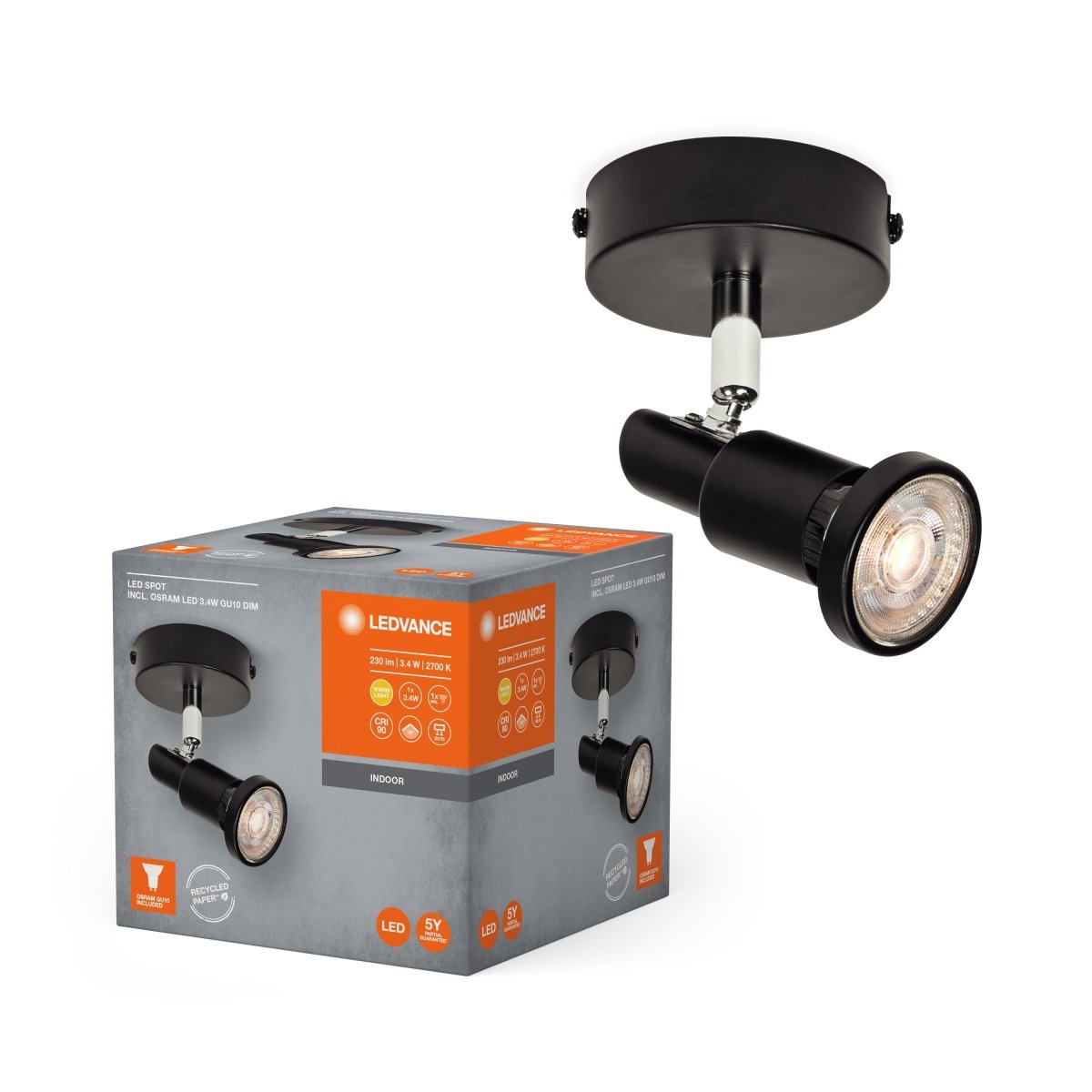 Oprawa LED sufitowa ściemnialne reflektory GU10 3,40W 2700K - Poland LEDVANCE e-shop 4058075828766