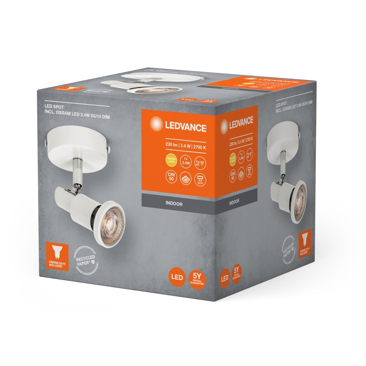 Oprawa LED sufitowa z regulowanymi reflektorami 3,40W 2700K - Poland LEDVANCE e-shop 4058075833852