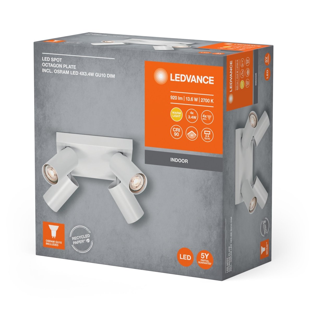 Oprawa LED sufitowa z ściemnialnym reflektorem GU10 13,60W - Poland LEDVANCE e-shop 4058075833258