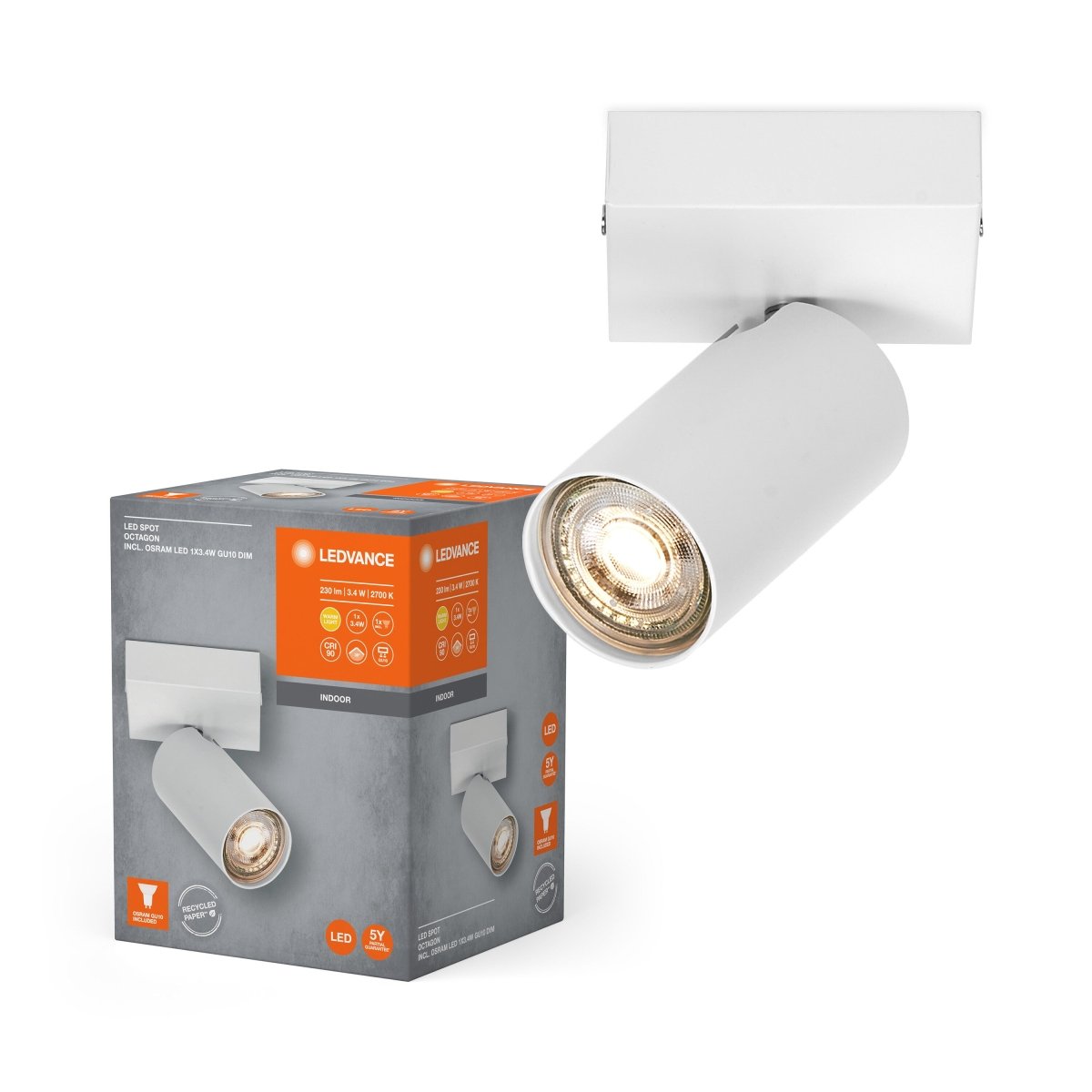 Oprawa LED z regulowanymi reflektorami GU10 3,40W 2700K - Poland LEDVANCE e-shop 4058075833197