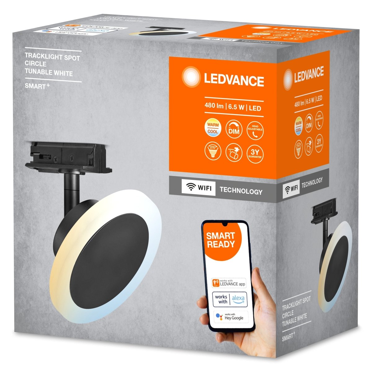 Oprawa szynowa LED WiFi 6,5W, SMART, SMART+ TRACKLIGHT CIRCLE Black, regulowana biel. - Poland LEDVANCE e-shop 4058075759763