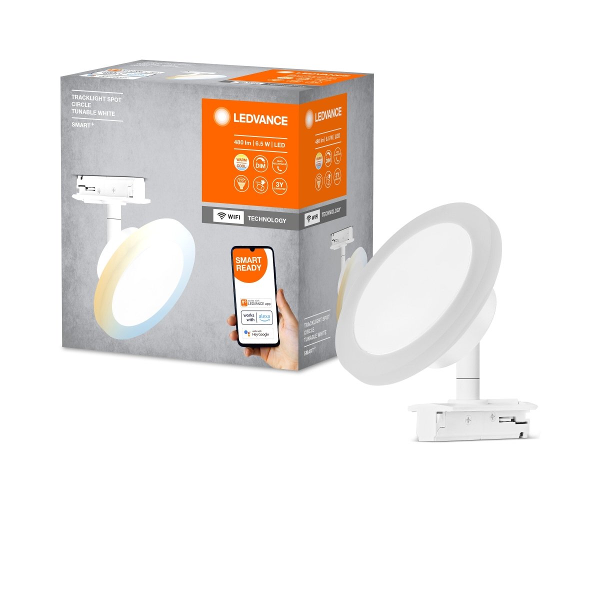 Oprawa szynowa LED WiFi 6,5W, SMART, SMART+ TRACKLIGHT CIRCLE White, regulowana biel. - Poland LEDVANCE e-shop 4058075759749