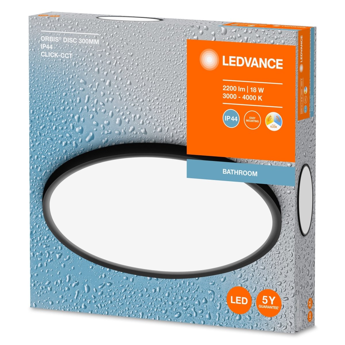 OSRAM Bathroom lampa sufitowa CCT IP44 300 mm czarna, Click - eshop Ledvance PL 4099854096112