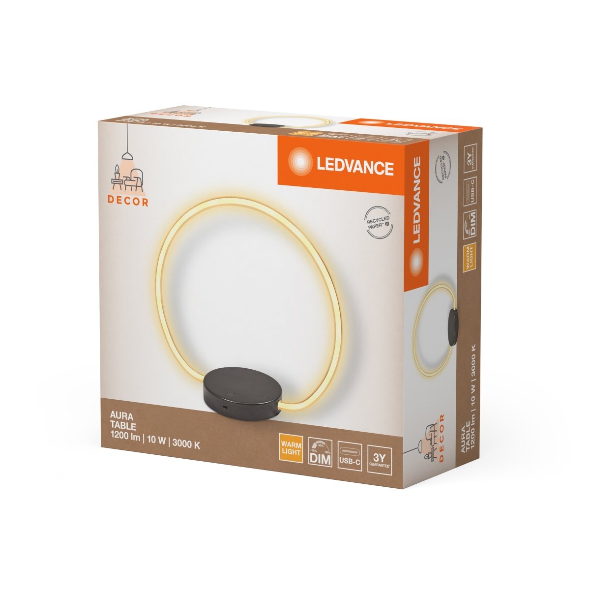 OSRAM Decor Aura lampa stołowa 10W 830 Touch DIM USB - eshop Ledvance PL 4058075842120