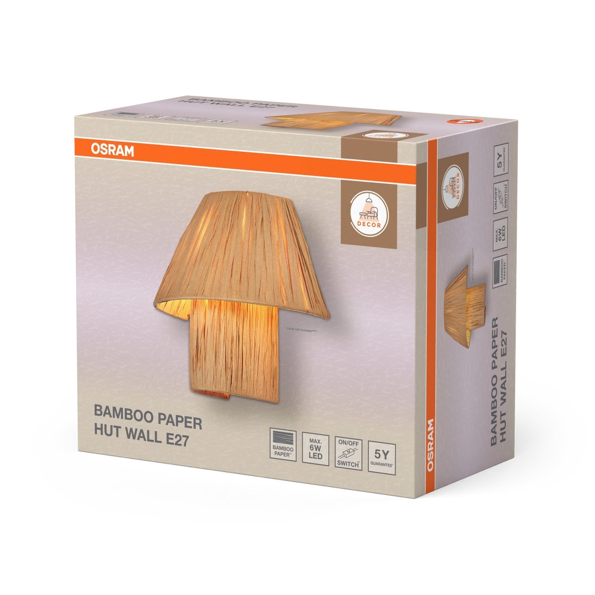 OSRAM Decor Bamboo Paper Hut Kinkiet 1xE27 brązowy - eshop Ledvance PL 4099854452895